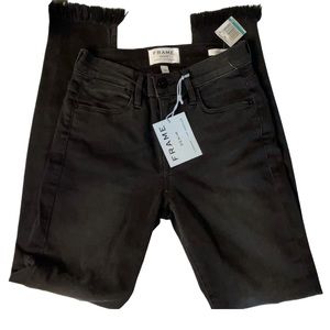 FRAME DENIM Black Le High SKINNY JEANS MICRO SHRED